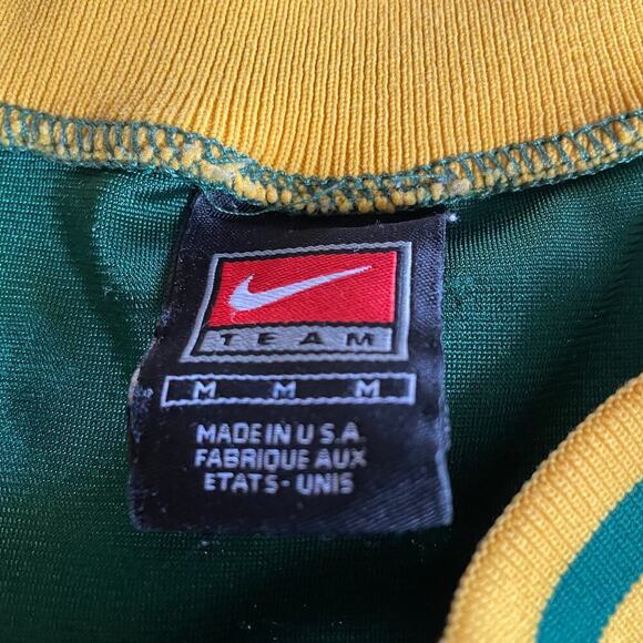 Vintage Nike Team Union Made USA Letter P Jersey Medium Green Yellow UFCW Labor - Picture 6 of 12